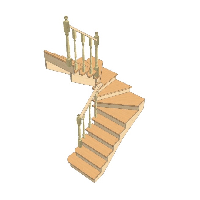 №3.1.1.5. Лестница с разворотом на 180 градусов, с забежными ступенями