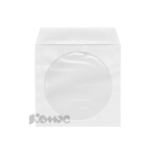 Конверты для CD бумажные с окном белые 100шт *VSCAEPW-100-SW