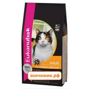 Сухой корм Eukanuba Cat для взрослых кошек курица+ливер (400 гр) (0843)