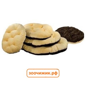 Лежанка (Zoo-M) Перина PLUSHka (80*58*9) бежево коричневая мех сатин синтепух для кошек и собак