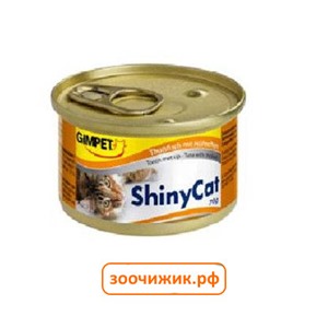 Влажный корм Gimpet ShinyCat для кошек тунец+цыпленок (70гр)
