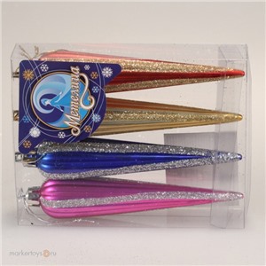 Ел.укр. Сосулька 2956 13см. 4цв. 4шт. в кор.