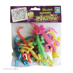 Лизун 1toy Т52285 Ящерица 9см. 12шт. в пак.