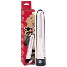 Серебристый классический вибратор Silver Lover - 19 см.