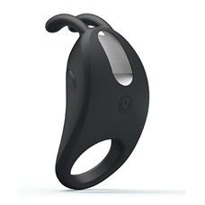 Чёрное эрекционное кольцо с вибрацией Rabbit Vibrator