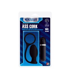 Чёрная вибровтулка MENZSTUFF ASS CORK SMALL - 7,5 см.