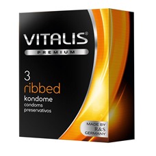 Ребристые презервативы VITALIS PREMIUM ribbed - 3 шт.