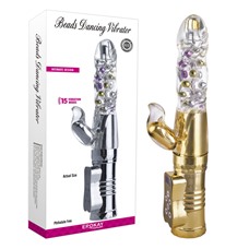 Золотистый вибратор Beads Dancing Gold  - 27,5 см.