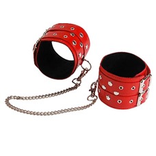 Оковы кожаные красные, соединенные цепочкой длиной 35см 3070-2