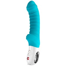 Бирюзовый перезаряжаемый вибратор Tiger G5 - 21,7 см.