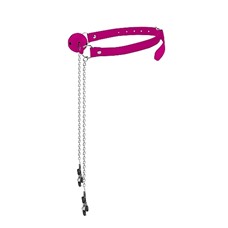 Кляп с зажимами для сосков OUCH Pink SH-OU151PNK