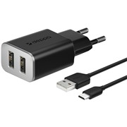 З/У Deppa (11381) 2 USB 2.4А + кабель micro USB черный