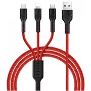 Кабель Hoco (U31) Apple 8-pin/micro/USB-C красный