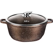 Кастрюля  LARA  LR02-202 Rio CHOCO 20*8,5см, 2,3л, мрамор, капсулир.  индукц. дно