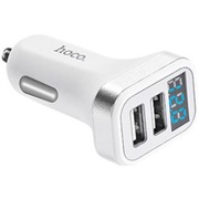 Авто З/У Hoco Z3, 2 USB, 2.4A, display, белый