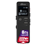 Диктофон Ritmix RR-610 (8Gb) Моно, Li-Ion, MicroSDHC, MP3, FM, сегмент. дисп.