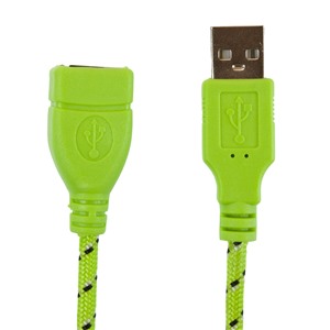 Кабель Partner (030632) удлинитель USB 2.0 M-F 3 метра  текстиль, зеленый