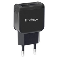 Зарядное устройство сетевое (220 В) DEFENDER UPC-23, кабель Type-C 1 м, выходной ток 2,1 А, черное, 83583 ОЗ