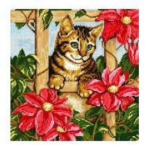 Картина стразами (набор) "Котенок в цветах" 42х41 см SP-1036