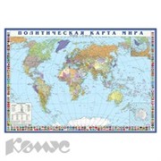 Карта мира, с флагами полит.Крым в РФ. картон с лам. Кр191п