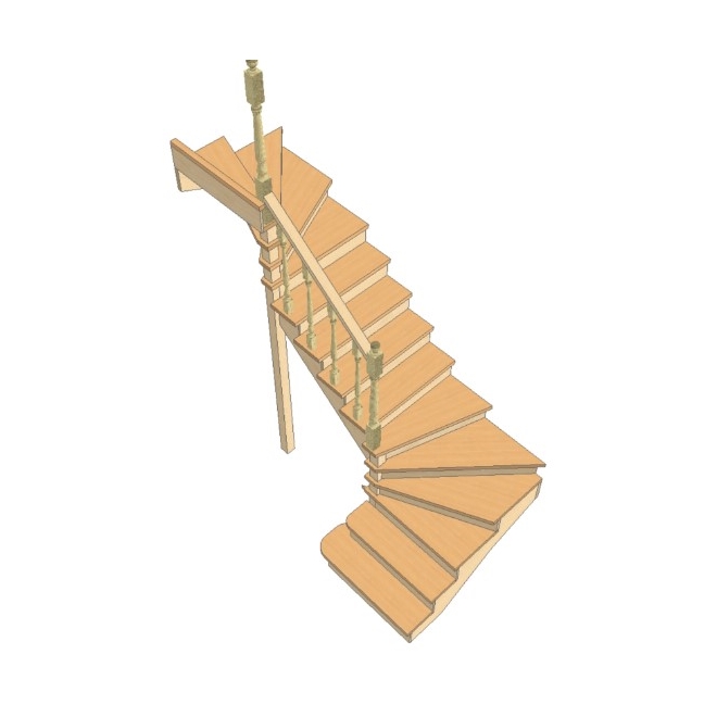 №3.1.4.2. Лестница с разворотом на 180 градусов, с забежными ступенями