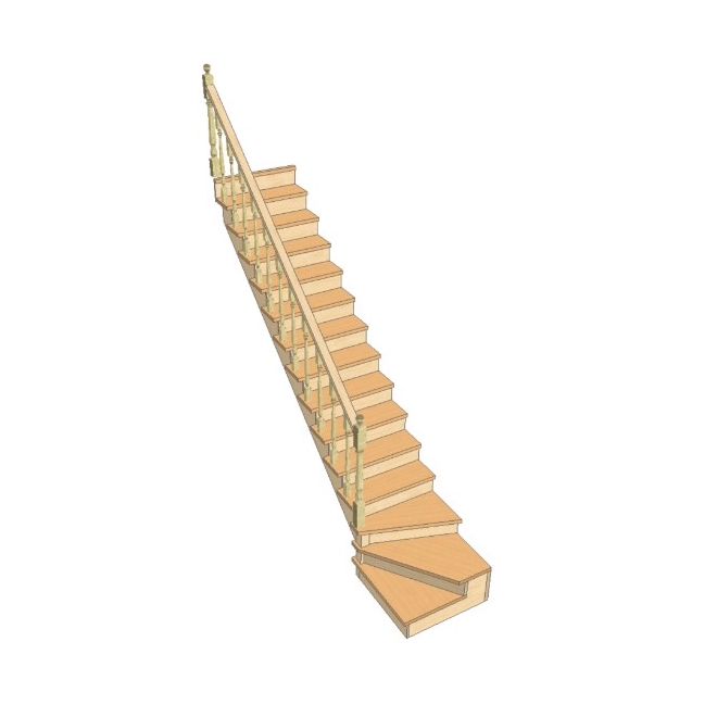 №2.1.1.0. Лестница с поворотом на 90 градусов, с забежными и прямыми ступенями