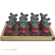 Сувенир набор мышек с сердечками 4см 12шт Е70762
