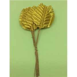 Листочки декоративные 3,2см х 5см. Цвет: gold (золотой). Упак 12 листочков.