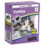 BOZITA Tetra Pak конс. 370 г Feline Minced Turkey -  кусочки в ЖЕЛЕ с рубленой  ИНДЕЙКОЙ (1x16)