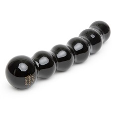 Чёрный стеклянный стимулятор It s Divine Black Glass Beaded Dildo - 20,3 см.