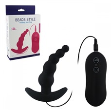 Вибростимулятор анальный черный Beads Style Vibrating Anal Plug 10489010