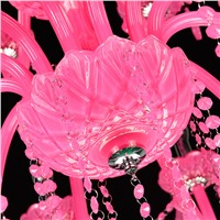 Подвесная хрустальная люстра "классика"розовая с абажурами