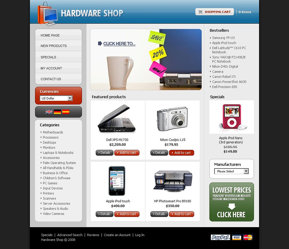 Mymarket. Hardware shop. OSCOMMERCE. Hardware shop перевод.